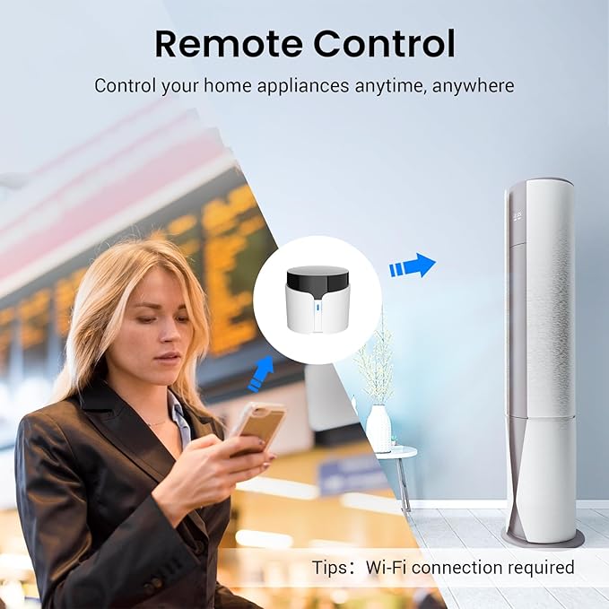 Broadlink RM5plus Universal Infrared Remote, Voice Control with Alexa & Google Assistant, Wi-Fi Smart Home Remote for TV, AC, Fans, All-in-One Smart Hub with Scene & Timer, 2.4GHz Wi-Fi Only