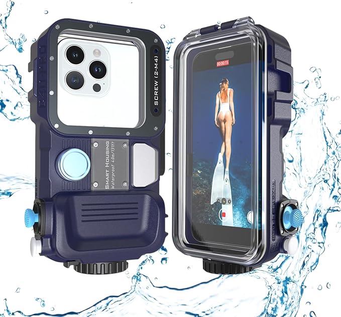 Professional Diving Phone Case, 131FT/40M Underwater Photography Housing, Bluetooth Connection - Button Control, Universal Waterproof Snorkeling Phone case for iPhone and Samsung Android