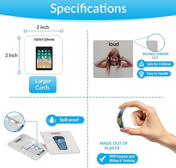 Visual Communication Book,162 ASD Photo Picture Cards: Autism Language Vocabulary, Speech Articulation Therapy, ADHD & Aprexia Learning (English Plastic Real Photo Book, Large)