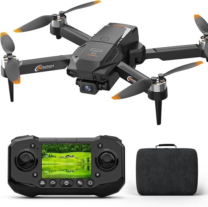 Drone with Camera for Adults, 1080P HD Drones with LCD Screen Controller with 8GB SD Card, Brushless Motors Quadcopter for Beginners, Stable Hover, Waypoint Fly, One-Key Takeoff/Landing, Portable Drone for Kids