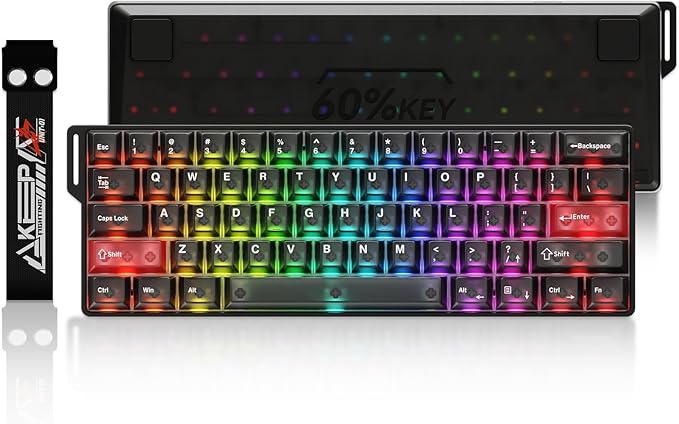 DAREU COOL60 60% Hall Effect Gaming Keyboard with Magnetic Switch, SOCD, 0.01mm Actuation Adjustable Rapid Trigger,8000 Hz Polling, Frosted Transparent Keycaps, Hot-swap, RGB Backlit