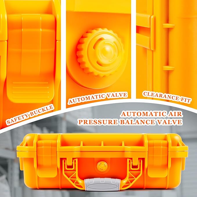 16.3 x 12.4 x 6.5 Inch Waterproof Hard Case with DIY Customizable Foam Insert Portable Protective Case with Knife for Camera Drones Equipments Tools Test Instruments (Orange)