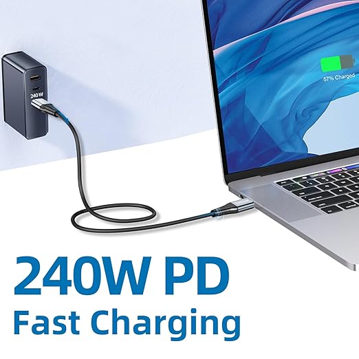 240W for Thunderbolt 4 Cable 10 ft, Support 8K@60Hz, 4K@144Hz 40Gbps/240W PD Charging for iPhone 17, USB4, Mac mini M4 / M4 Pro, MacBook Pro, Docking, eGPU, SSD, Surface Pro