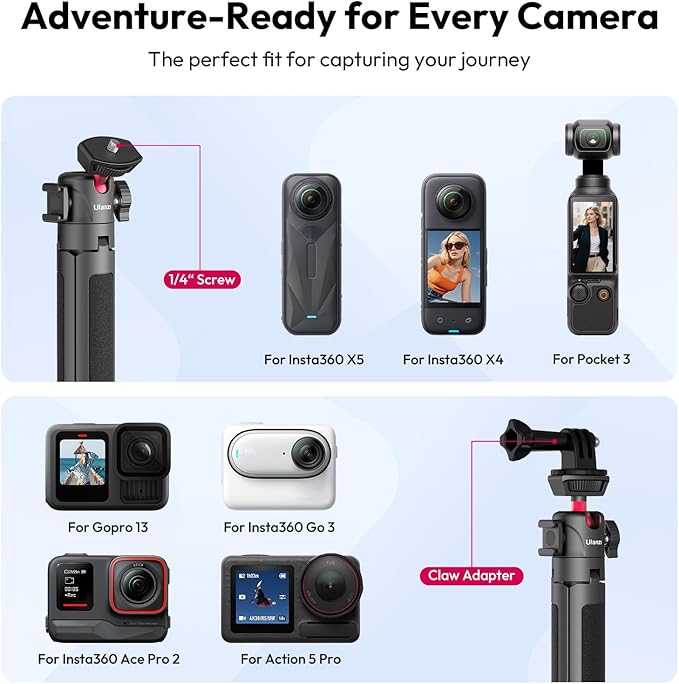 Camera Phone Tripod Flexible for Gopro - Mini Desktop Table Tripod Extendable Handle Selfie Stick Phone Hot Shoe Mount Remote Shutter Vlog Kits for Sony iPhone Gopro Hero Black