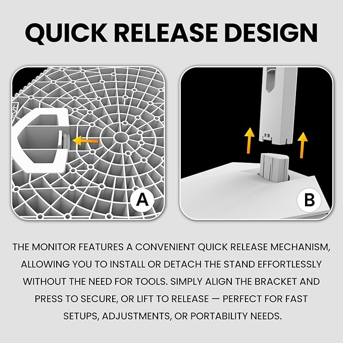 CRUA 27" 4K White Monitor, UHD(3840x2160P) IPS Panel, 60Hz Computer Monitor, Supports AMD Freesync, USB Type-C, 120% sRGB, Built-in Speakers, Wall Mountable, for Work, Streaming, and Home Office