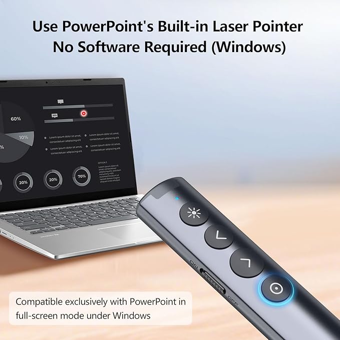 Norwii N10 Bluetooth Presentation Remote with Stylus Pen for Touch Screen, Advanced Digital Highlighting Presenter Clicker, 50M Range Metal Shell