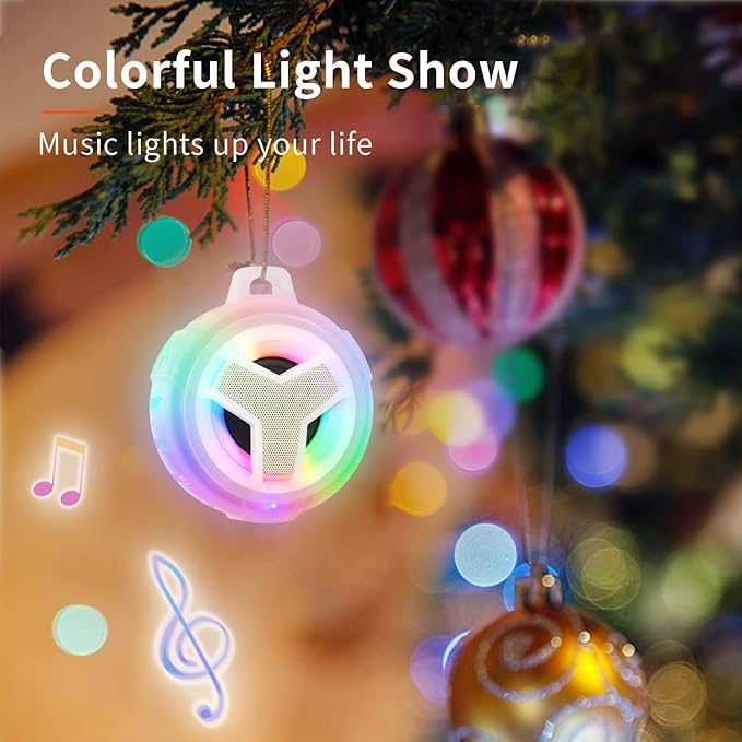 EBODA Bluetooth Shower Speaker, Portable Bluetooth Speakers, IP67 Waterproof Wireless Speaker with LED Light, 2000mAh, True Wireless Stereo, for Men and Women, Unique Music Gifts