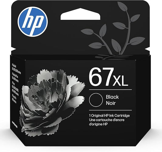 HP 67XL Black High-yield Ink Cartridge for HP Printers | Works with Printer Series: DeskJet 1255, 2700, 4100, ENVY 6000, 6400 Series | Eligible for Instant Ink | 3YM57AN | Packaging May Vary