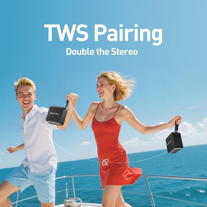 Bluetooth Speaker Portable IP67 Waterproof with 3 Colorful LED Lights TWS Pairing Support Wireless/Aux Cable/SD Card/U Disk Input for Outdoor/Home/Party/Bathroom (Black)