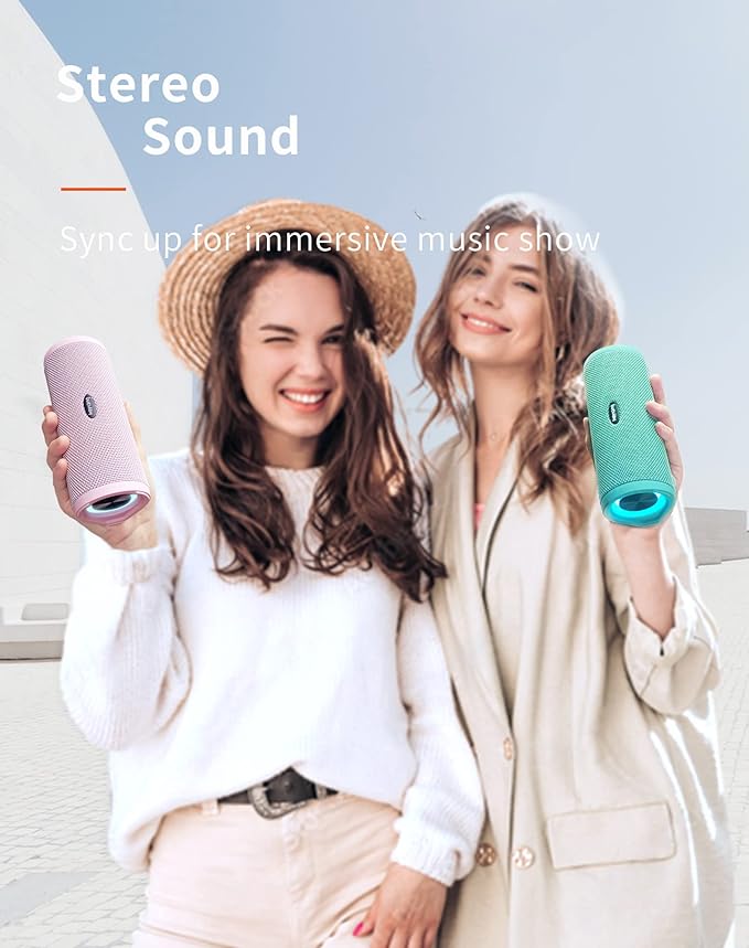 HEYSONG Portable Bluetooth Speaker, Waterproof Wireless Shower Speakers with Good Bass, IPX7 Floating, 5000mAh, TF Card, Loud Sound for Beach, Pool, Kayak Accessories, Gifts for Women, Girl-Mint Green