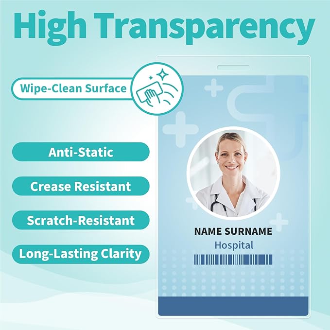 Binditek 200 Pack 5mil Thermal Laminating Pouches, 2.5 x 4.25 Inches Laminating Sheets with Hole, ID Badge Without Clip, Ultra Clear, HeatSeal, Glossy, for Students and Coworkers