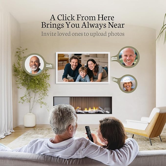 BSIMB Large Digital Picture Frame 27 Inch, 1920x1080 FHD WiFi Digital Photo Frame Electronic 32GB Display, Wall Mount Included, Share Pictures/Videos via App Easy Setup Gifts for Mom(Non-Touch), White