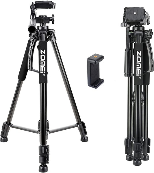 61’’ Camera Tripod,Cell Phone Tripod Stand with Travel Bag and Phone Holder, Professional Travel DSLR Tripods Compatible with Cameras, Cell Phones, Projectors, Webcams, Spotting Scopes