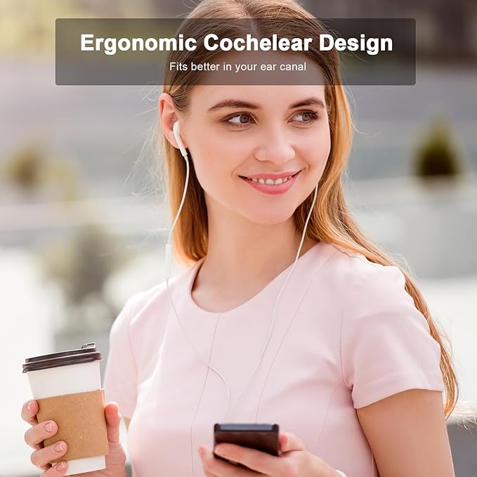 2 Pack Wired Headphones for iPhone Earbuds with Built-in Microphone & Volume Control HiFi Stereo Nosie Reduction Earphones for iPhone 14 13 12 11 Pro Max XS XR X 8 7 6, Plug and Play, Support All iOS