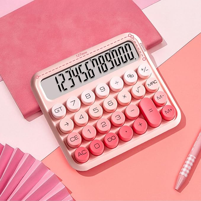 Pink Calculator 12-Digit Large LCD Display Calculator with Big Buttons, School, and Home Use,The Best Choice for Gifts