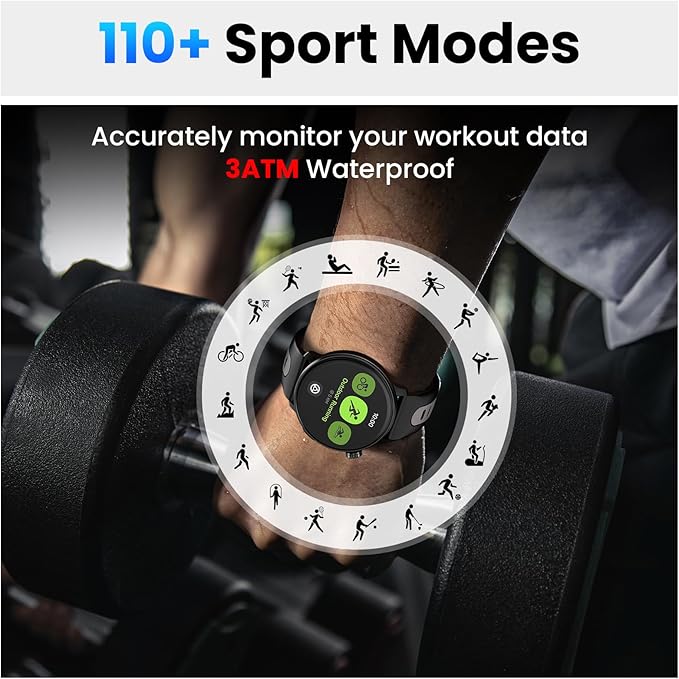 Smart Watch for Men Women GPS, 1.43'' AMOLED Smartwatch with Compass/Barometer/Altimeter 100+ Sports Fitness Tracker with Health Monitor for Android iOS 3ATM Waterproof Answer/Make Call