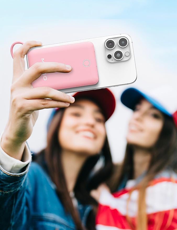 10000mAh Compatible with iPhone 15/16/17 (Only) Slim Portable Charger with Built in Cable, Power Bank Travel Charger External Battery Pack for Phone, 3 Output USB Type C Cord Clutch Charger, Pink