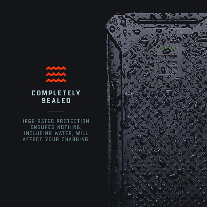Dark Energy Poseidon Pro Indestructible Portable Charger, USB-A and USB-C Connectors, Ultra-Durable Armorflex, Long Lasting Battery, 10,000 mAh | Signature Series Plugs, Black