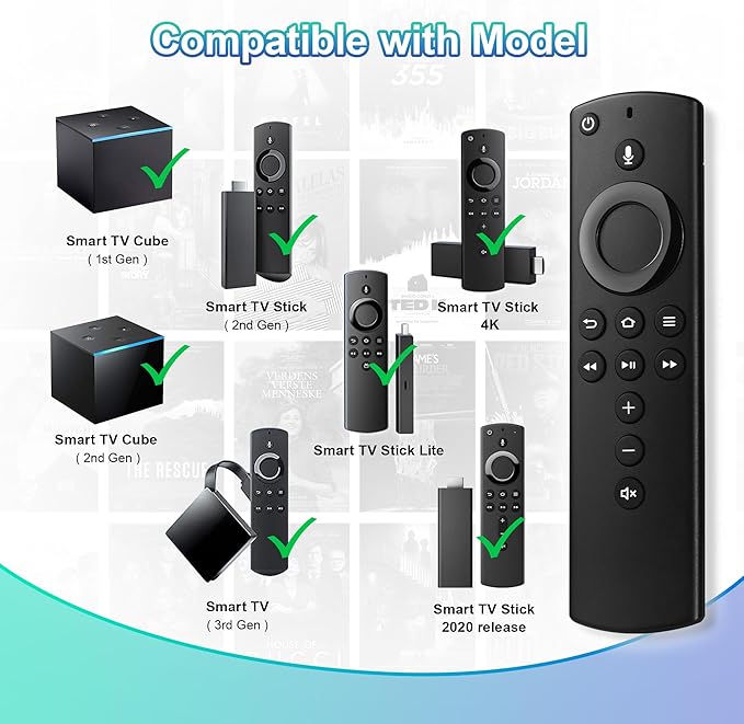 Voice Remote Control (2nd Gen) Fit for FireSeries AMZ Smart TVs Cube (1st & 2nd Gen), TV Stick 4K / Stick Lite/Stick (2nd Gen), and Smart TV (3rd Gen), Not for Insignia-Toshiba-Pioneer Smart TV