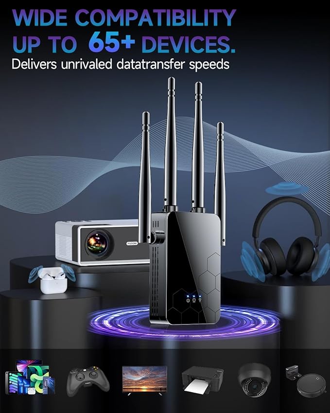 2025 WiFi Extender Internet Booster, 10000 Sq.ft Long Range Repeater Wireless Routers Amplifier, Mesh Wi-Fi 80% Faster | Broader Than Ever, Support More Network Devices at Home, 1-Tap Setup