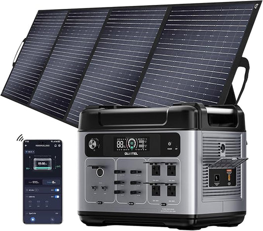 OUKITEL P2001 Plus 2400W/2048Wh Solar power station,2400W Solar Generator with 400W Solar Panels, 1800W Super Fast Charging, Emergency Power Station for Home, Camping, Outdoor Battery Backup