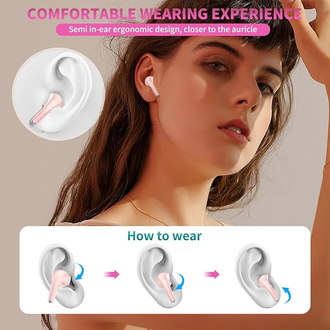 True Wireless Earbuds for iPhone 17 Pro Max 16 15 14 13 12 11 iPad Pro Air HiFi Stereo Bluetooth 5.3 Headphones with HD Mic Noise Canceling Android Earphone for Samsung Galaxy S25 S24 FE S23 S22 Ultra