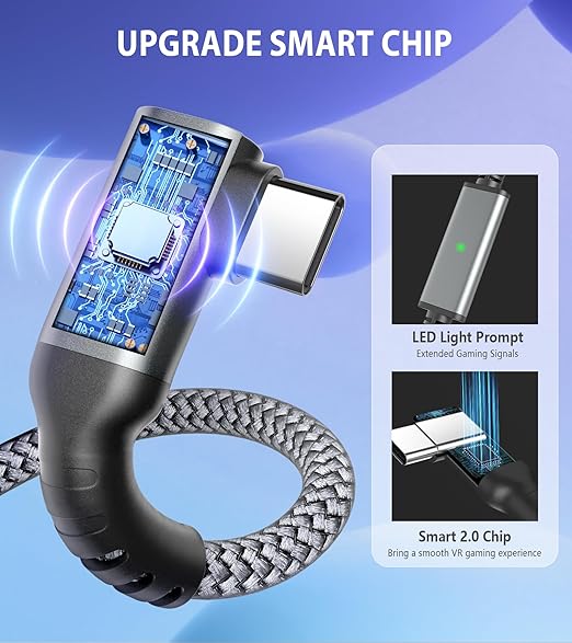 Link Cable 16FT for Meta Quest 3S, Quest 3, Oculus Quest 2/Pro Accessories/PC and Steam VR, Charging Cable While Playing All Day, with USB C Sufficient Power Charger for VR Headset