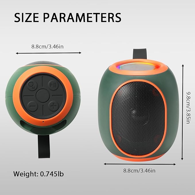 WS-338 Mini Bluetooth Replica Speaker – Portable HD Sound with LED Ring Light, Built-in Microphone, USB/TF Support, Surprise Gift for Music Lovers(Green Orange)