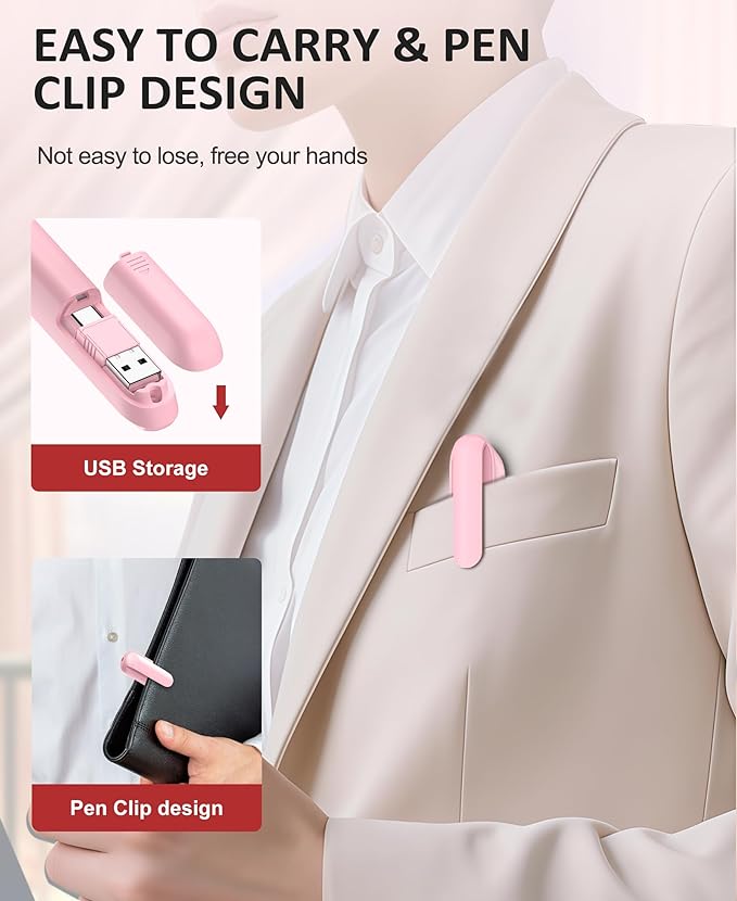 Presentation Clicker Rechargeable Pink Wireless Presentation Remote Presenter Long Range PPT Clicker with Pointer Slide Advancer for Classroom Teacher Mac/Windows/Linux, Google Slide/PPT/Keynote