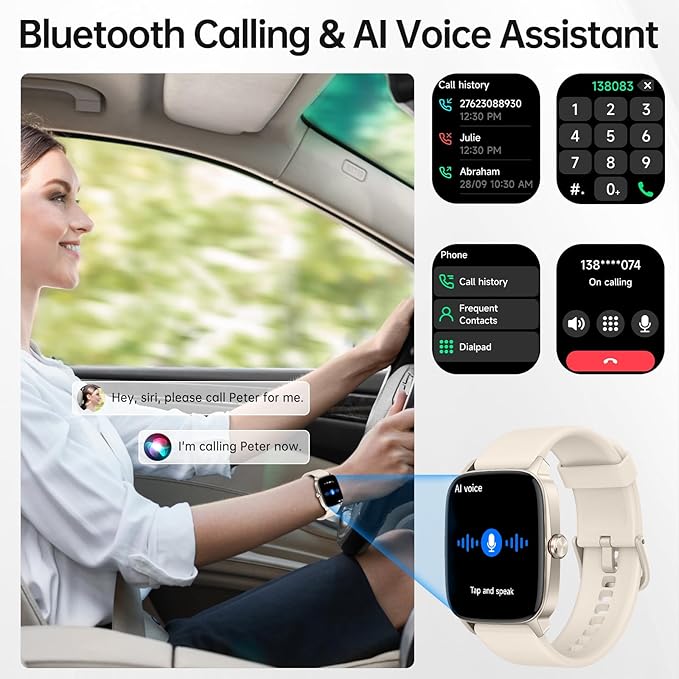Smart Watches for Women Men with Bluetooth Call & AI Voice, 1.85" HD Fitness Tracker with Heart Rate SpO2 Sleep Monitor, 100+ Sports Modes Mini Games, IP68 Waterproof Smartwatch for Android iOS Phones