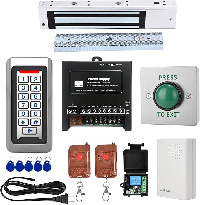 Tuya Smart Door Access Control System Kit, Waterproof Keypad Door Entry with 600lb Magnetic Lock, Remote Control & App Unlock, Doorbell for Home & Office