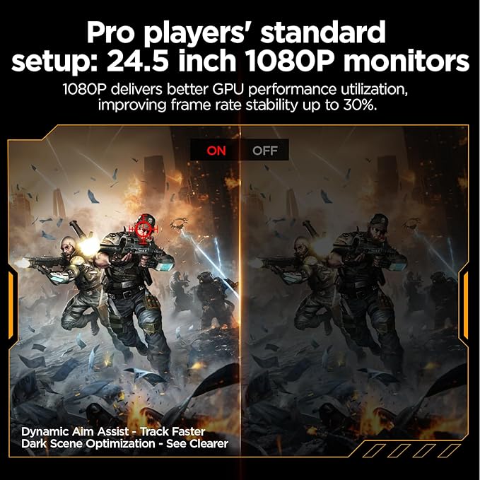 KOORUI 24.5" Gaming Monitor, 200Hz FHD 1080p IPS Display, 1ms, HDR400, 90% DCI-P3, Adaptive Sync, HDMI & DisplayPort, Black (G2511P)