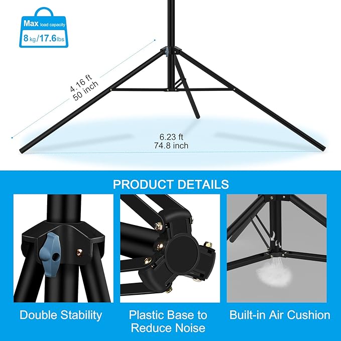 20ft/240inch Heavy Duty Light Stand, 20'/600cm Sky High Tripod Stand with Bag Air Cushioned Metal Light Stand for Video Camera Sports Photography, Lights, Photo Studio Camera Gimbal Stabilizer