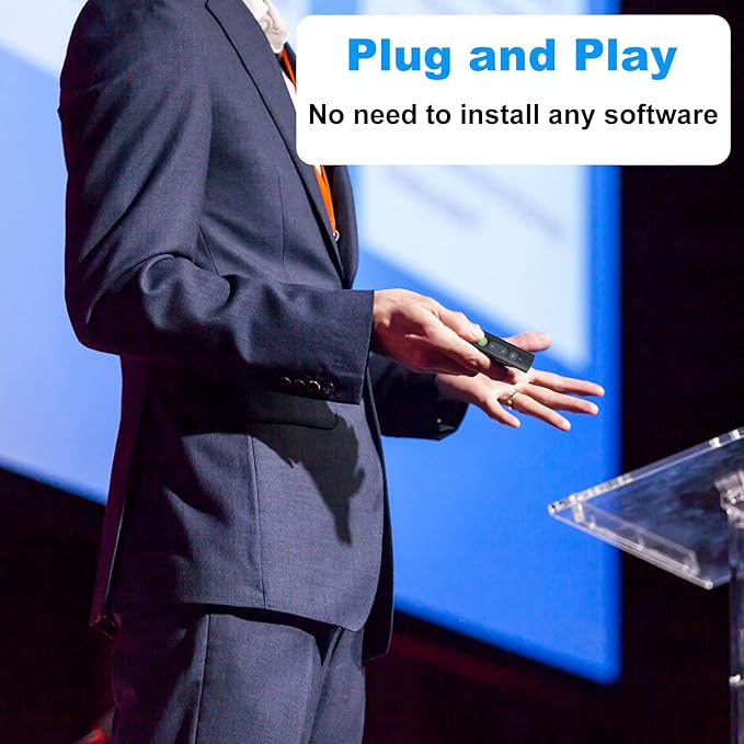 Rechargeable Presentation Clicker for PowerPoint Green Light Pointer, USB-A/USB-C Wireless Presenter Remote, Google Slide Advancer Smart Board Slideshow PPT Clicker for Mac/Laptop/Computer/Office