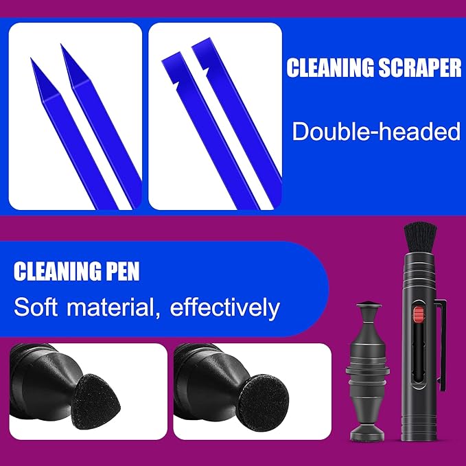 VR Headset Cleaning Kit for Meta Oculus Quest 2 3, Xbox, PS, Wii - Lens Cleaner, Pen Cleaner for Facial Interface, Face Cover Pad, Game Controller - AR VR Accessories
