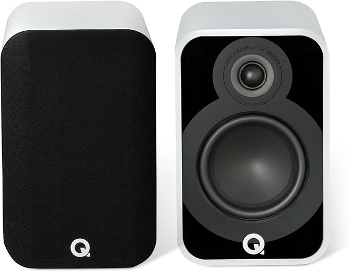 Q Acoustics 5020 Bookshelf Speakers Pair Satin White - 5" Mid/Bass Driver, 1" Tweeter - Stereo System for Home Theater Entertainment Center, Surround Sound System for TV/Record Player