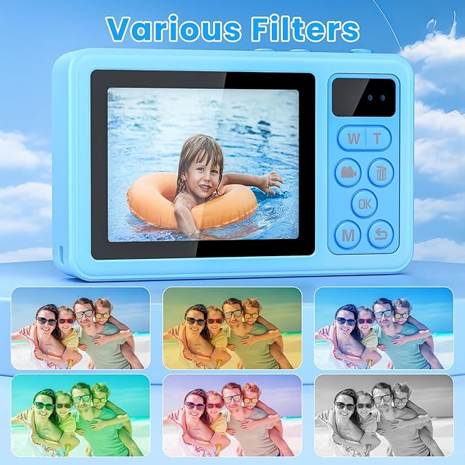 4K Digital Camera Waterproof, Point and Shoot Cameras for Photography, 10FT Underwater Camera with Dual Screens,18X Digital Zoom, 32GB TF Card, Selfie Cameras for Teens Beginners Girls Boys Kids(Blue)