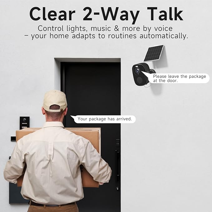 4pcs Solar Security Cameras Wireless Outdoor, 5G/2.4G WiFi Cameras with Solar Panel,2K Camera for Home Security, AI Detection, Siren,Color Night Vision, 2-Way Talk, IP65, Works/Alexa, Cloud/SD