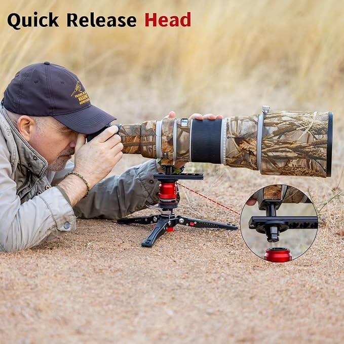 IFOOTAGE Cobra 3 Base-P,Portable Tabletop Mini Tripod Mount with Pedal Locking Control,Quick Release Platform,Max Load 17.6 lbs