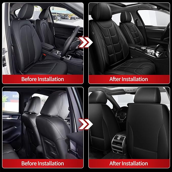TTX LIGHTING Car Seat Covers 2 Front Seats Fit for Kia Sportage 2009-2026 Waterproof Leather Seat Covers Automotive Seat Cushion Seat Protectors with Airbag Compatible (Black)