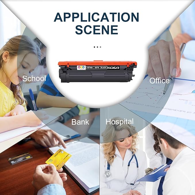 307A Black Toner Cartridge 2 Pack (with Chip) Compatible with 307A CE740A Toner Cartridges, Working with Color Professional CP5225 CP5225n CP5225dn Printers(2 Pack, Black)