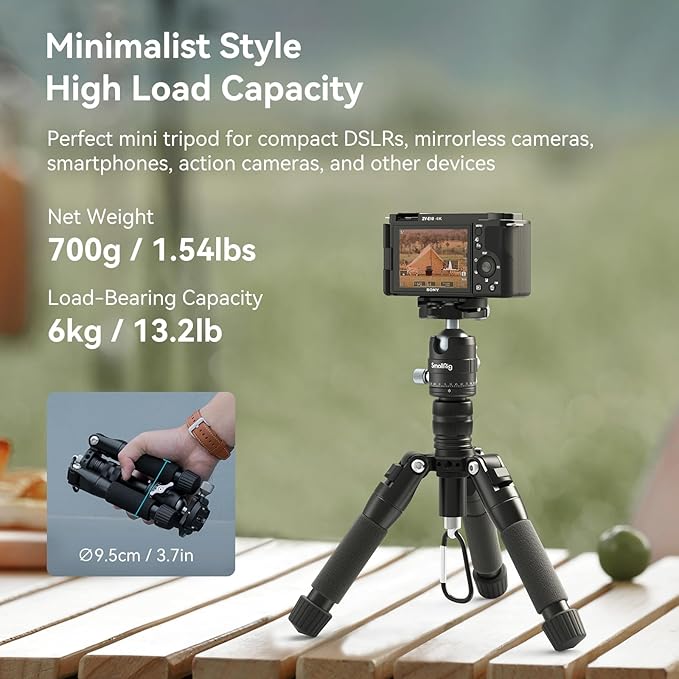 SmallRig VT-20 Aluminum Mini Tripod, 20" Desktop Tripod with 360° Ball Head, Compact Desktop Tripods for DSLR Camera Video Camcorder, Load up to 13lb/6kg-4289