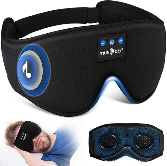 MUSICOZY Sleep Headphones, Bluetooth 5.4 Sleep Mask Headband Headphones Sleeping Eye Mask, Wireless Music Earbuds Earphones with HD Stereo Speakers for Side Sleepers, Cool Gadgets Unique Gift