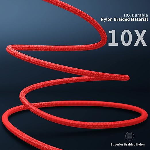 10ft iPhone Charger Cable,3Pack 90 Degree Lightning Cable, [Apple MFi Certified] Long Fast Charging Cord Compatible for iPhone 14/13/12/11/Pro/Max/Mini/X/Plus/8/7/6/Plus/ - Red