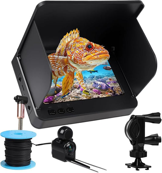 Underwater Fishing Camera, Fishing Camera with Infrared Night Vision Light and Upgraded HD Lens,Portable Fish Finder with 98ft Cable for Ice Lake Boat Kayak Fishing, Waterproof