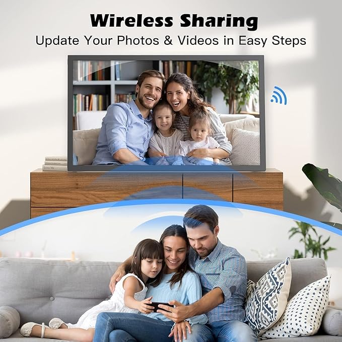 Large-WiFi-Photo-Frame 21.5" Digital Picture Frame - 32GB, 1920x1080 IPS FHD 1080P, Auto Rotate, Share Photo Video via App Email, Free Cloud Storage, Wall Mounted, Gift for Grandparents Father Mother