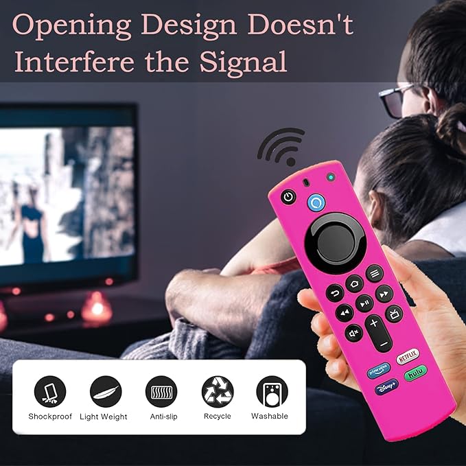 2Pack Remote Cover for Firetvstick 4K Max (3rd Gen) 2021,Silicone Protective Case Compatible with Firetv4k TV Stick Alexa Voice Remote Control with Lanyards,Anti-Slip,Shockproof(Rose Red&Sky Blue)