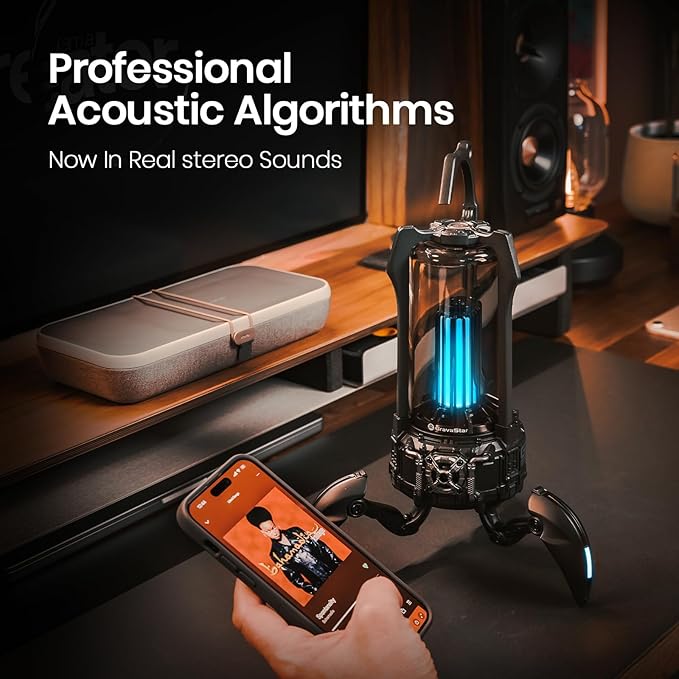 GravaStar Supernova Portable Bluetooth Speaker, LED Table Lamp Speaker, 9H Playtime, TWS Pairing, Wireless Speakers fo Party/Outdoor/Camping/Gifts