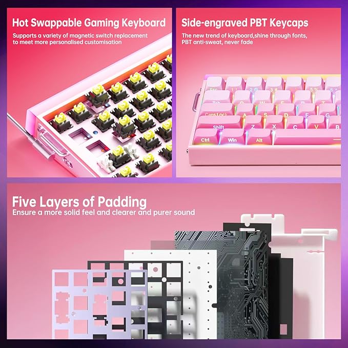 x AULA HERO 68HE Gaming Keyboard,Wired Mechanical Keyboards RGB Backlit Portable 68 Keys Hall Effect Magnetic Ultra-Compact 8K Hz Polling Rate MDA Keycaps Mini Keyboard for PC Laptop Mac Windows Gamer