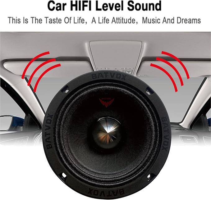 MX65S2 Midrange Loudspeaker 6.5" Silver Bullet, 600W Max, 4 Ohms, Premium Quality Audio Door Speakers for Car or Truck Stereo Sound System, Black (1 Speaker)